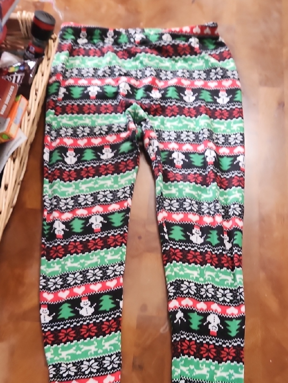 Holiday Print Leggings, Size 2X, Red/Green, Festive‎ Stretch Pants